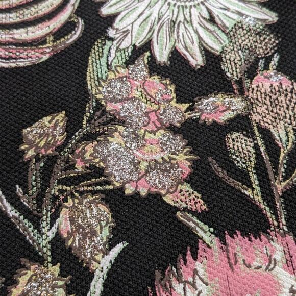 Peck & Peck floral print tunic black long sleeved size S - Picture 4 of 8